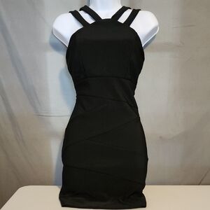 Emerald Sundae Black Halter Bodycon Mini Dress